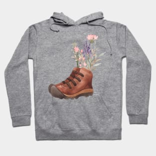 Wildflowers with hiking boots Hoodie